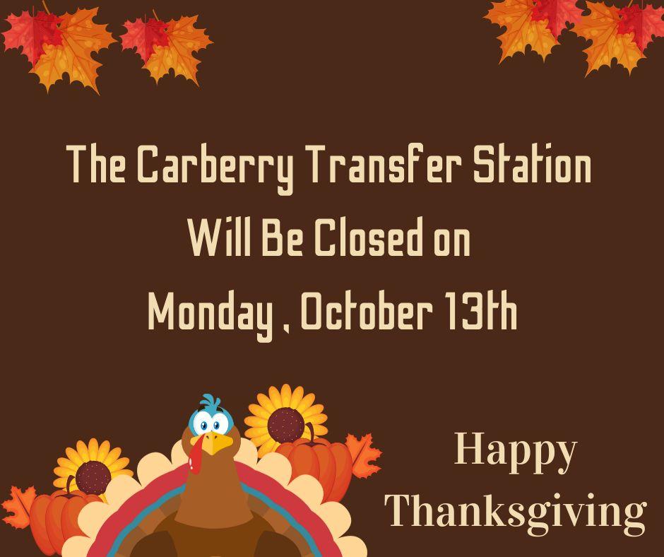 Transfer Station Closed for Thanksgiving