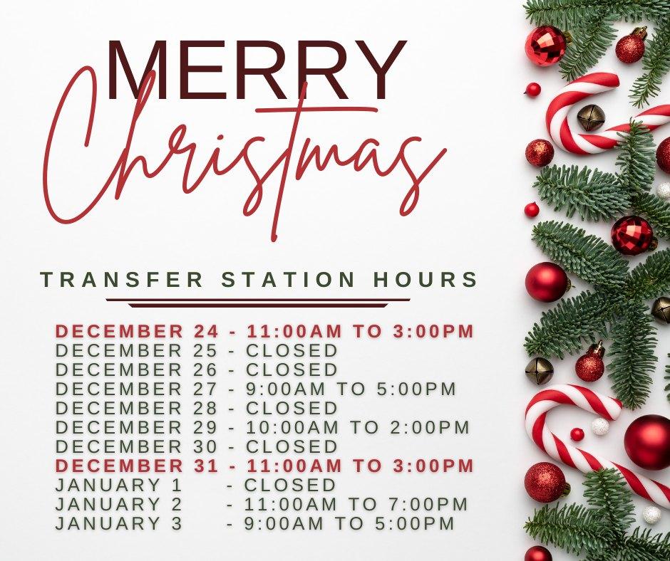 Carberry Transfer Station Holiday Hours