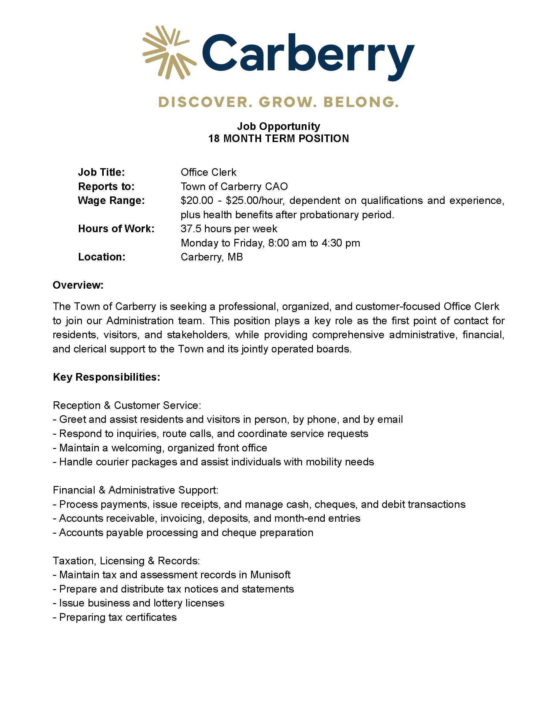 Office Clerk Term Position