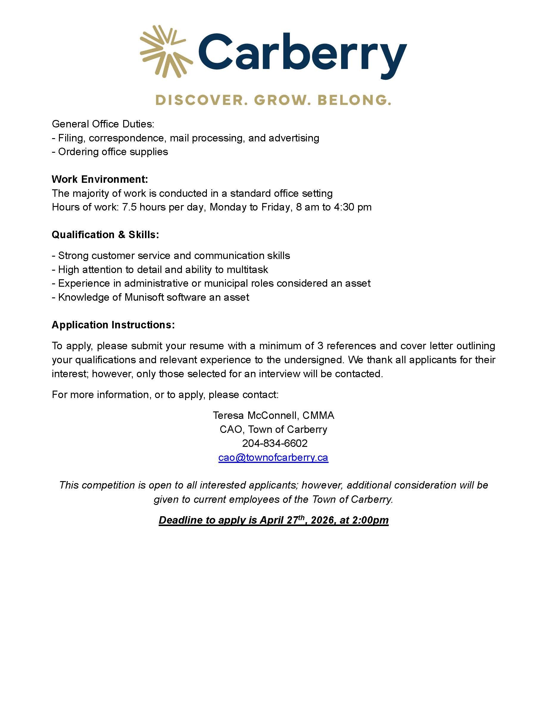 Office Clerk Term Position